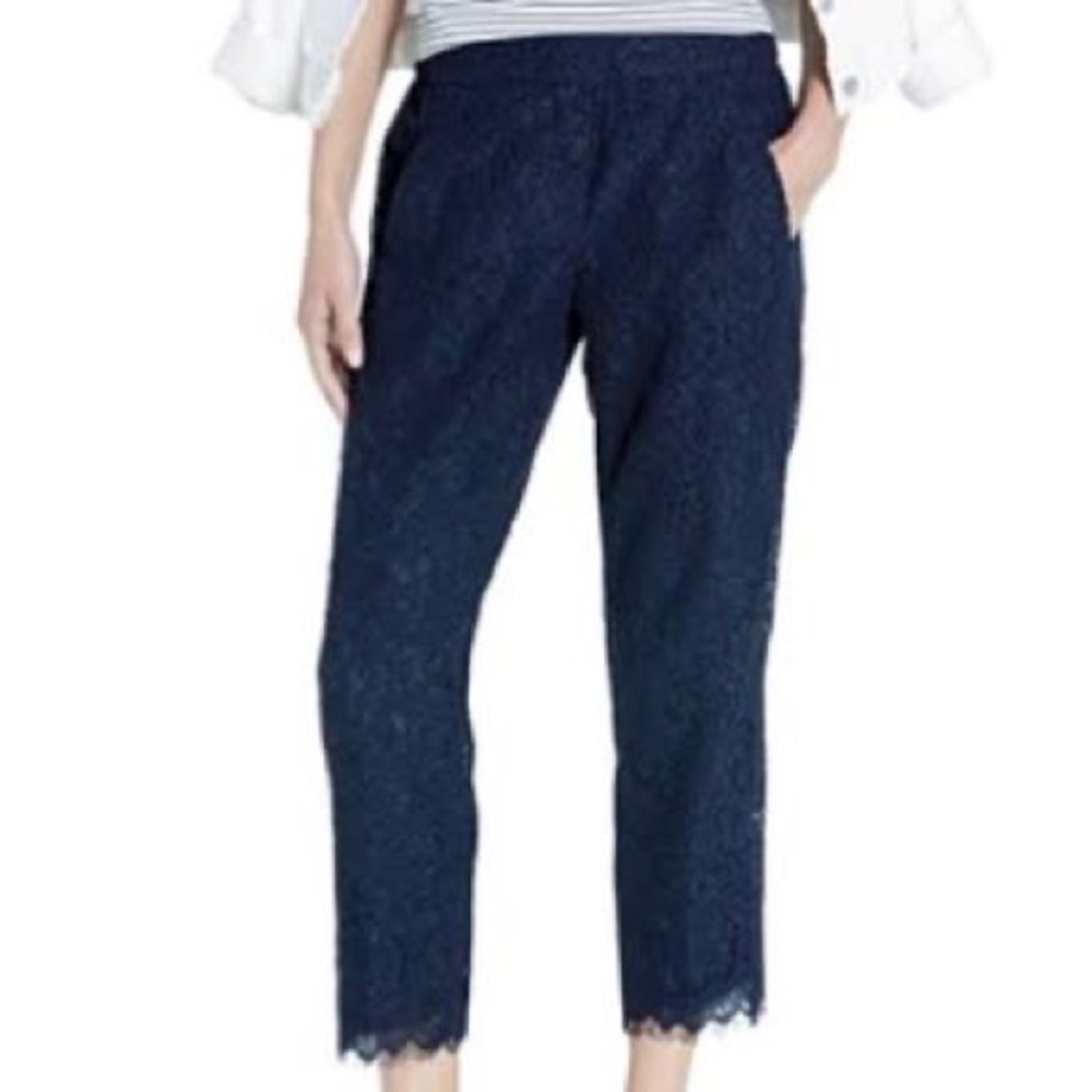 Petite J. Crew Easy Pants, Lace, Navy Blue, 0P